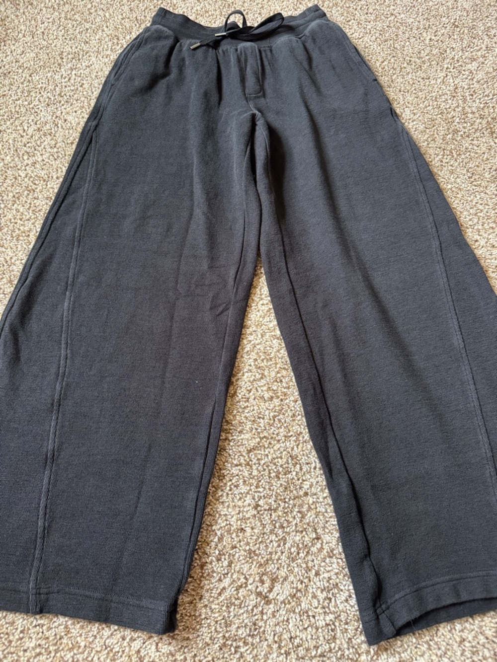aerie Black Wide Leg Drawstring Sweatpants